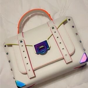Michael Kors White Satchel with Multicolor Accents